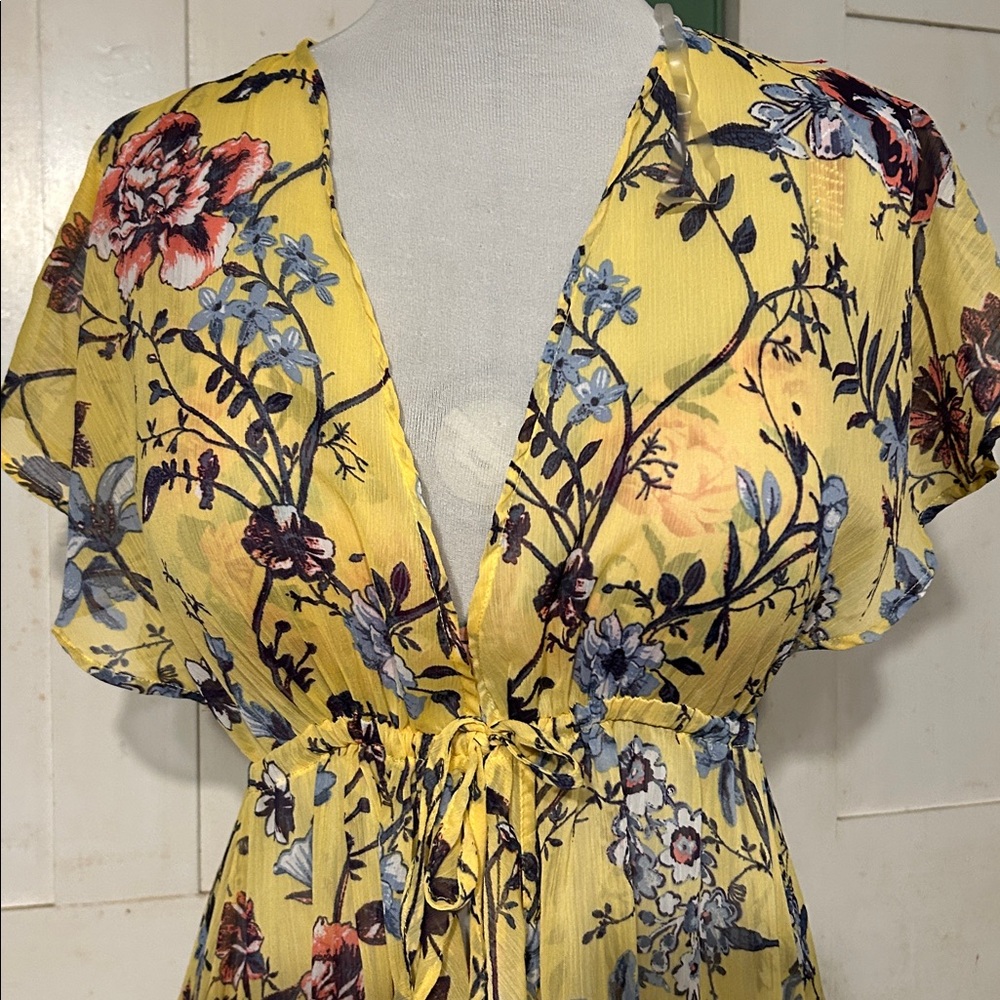 Vint No Boundaries Tie Front Hi Low Dress Peasant Overdress Hippie Boho Festival - Picture 2 of 6